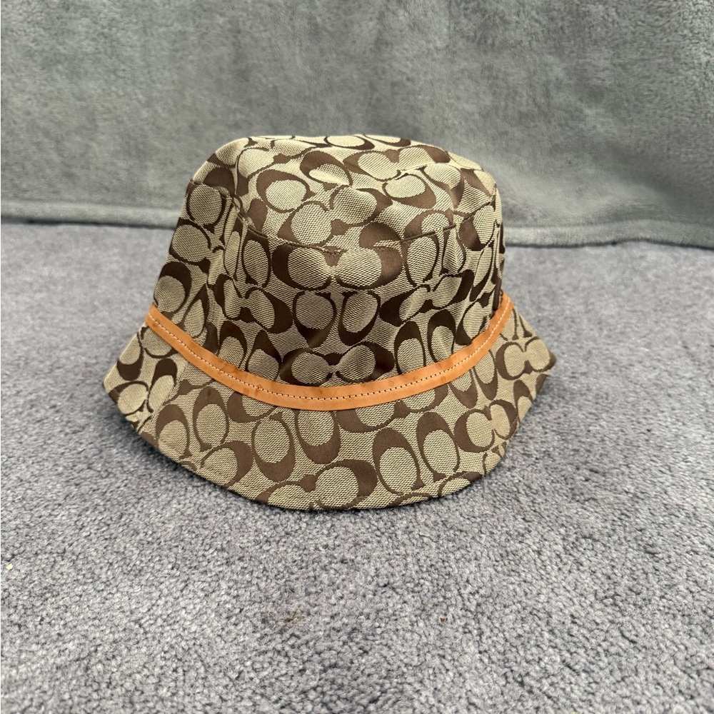 Coach  Tan and Brown Patterned Bucket Hat